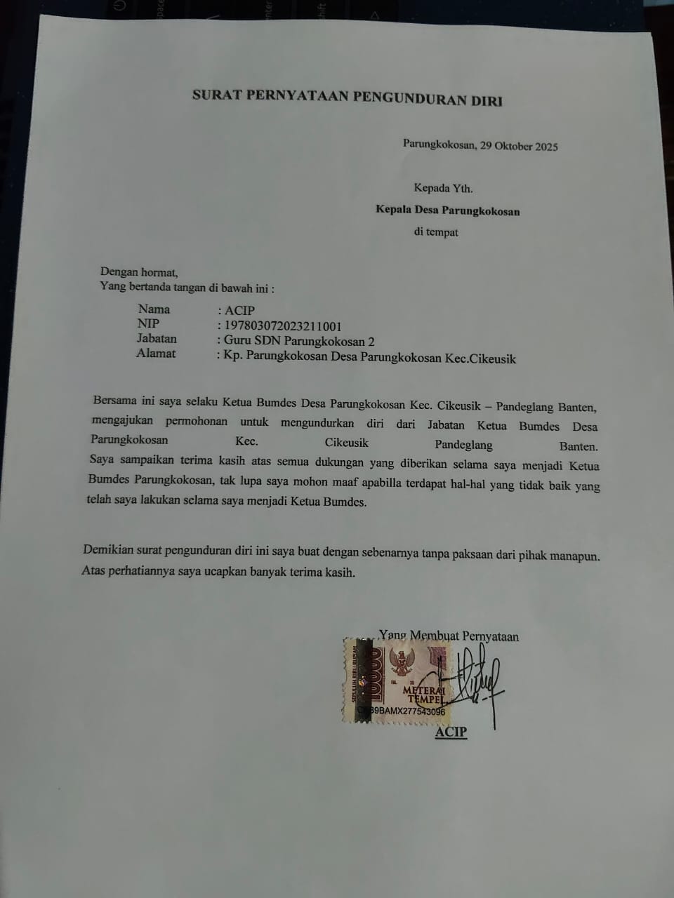 Asn P3k Rangkap Jabatan di Bumdes Parungkokosan, Surat Mundur Ditolak 5 IMG 20251030 WA0072