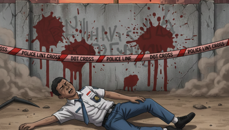 Ilustrasi gambar siswa di tual diduga di aniaya oknum anggota brimob batalyon C pelopor. Kamis (19/2/2026) 