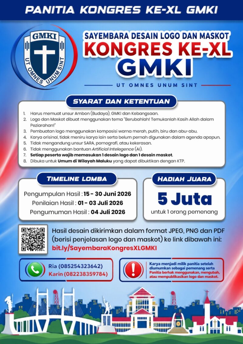 Flayer sayembara desain logo dan maskot resmi yang di keluarkan oleh panitia kongres ke XL GMKI. 