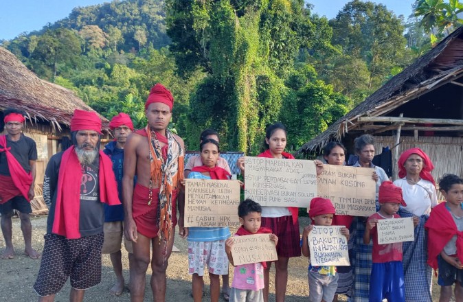 Masyarakat Adat Dusun Sinahari Desak Cabut Status Konservasi di Wilayah Adatnya, Selasa (8/9/2026).